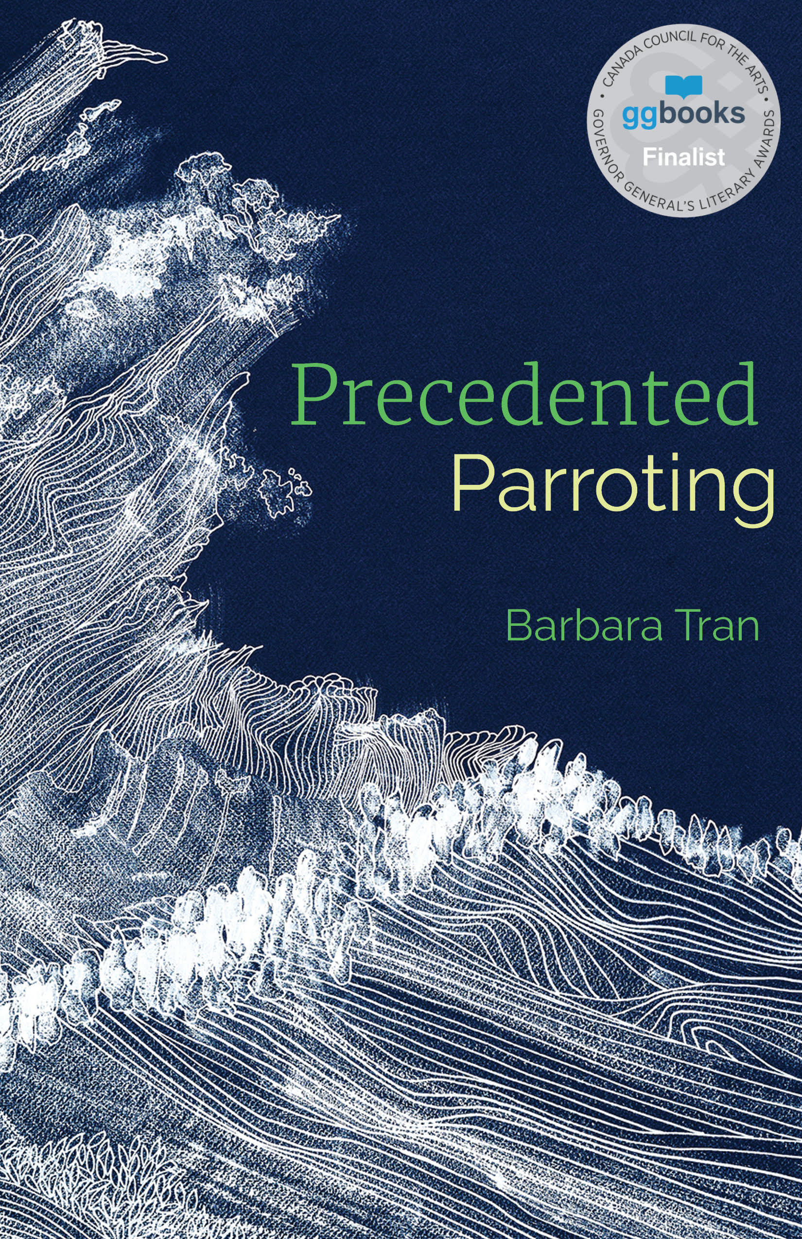 Precedented Parroting book cover with image of the Bow River by Yen Ha